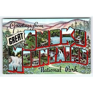 Vintage Great Smoky Mountains National Park Letter Linen Postcard Scenic Views